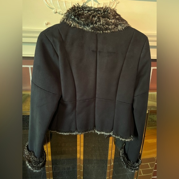 Express faux fur coat reversible black, brown. Sz 2. Sexy. Vintage. - Picture 4 of 10